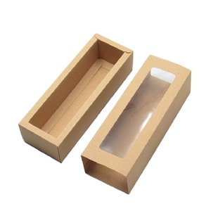 Boîtes à macarons, biscuits et chocolats en papier kraft écologiques, simples et très vendues, avec fenêtre, pour emporter et pique-nique - Product Image 1