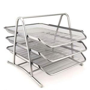 Organisateur de documents de bureau empilable à 3 niveaux en métal maillé - Product Image 3