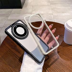 Funda para teléfono Huawei Mate 70 Pro, color caramelo, con diamantes de imitación, diseño transparente con ranuras, cobertura total, a prueba de golpes. - Product Image 3