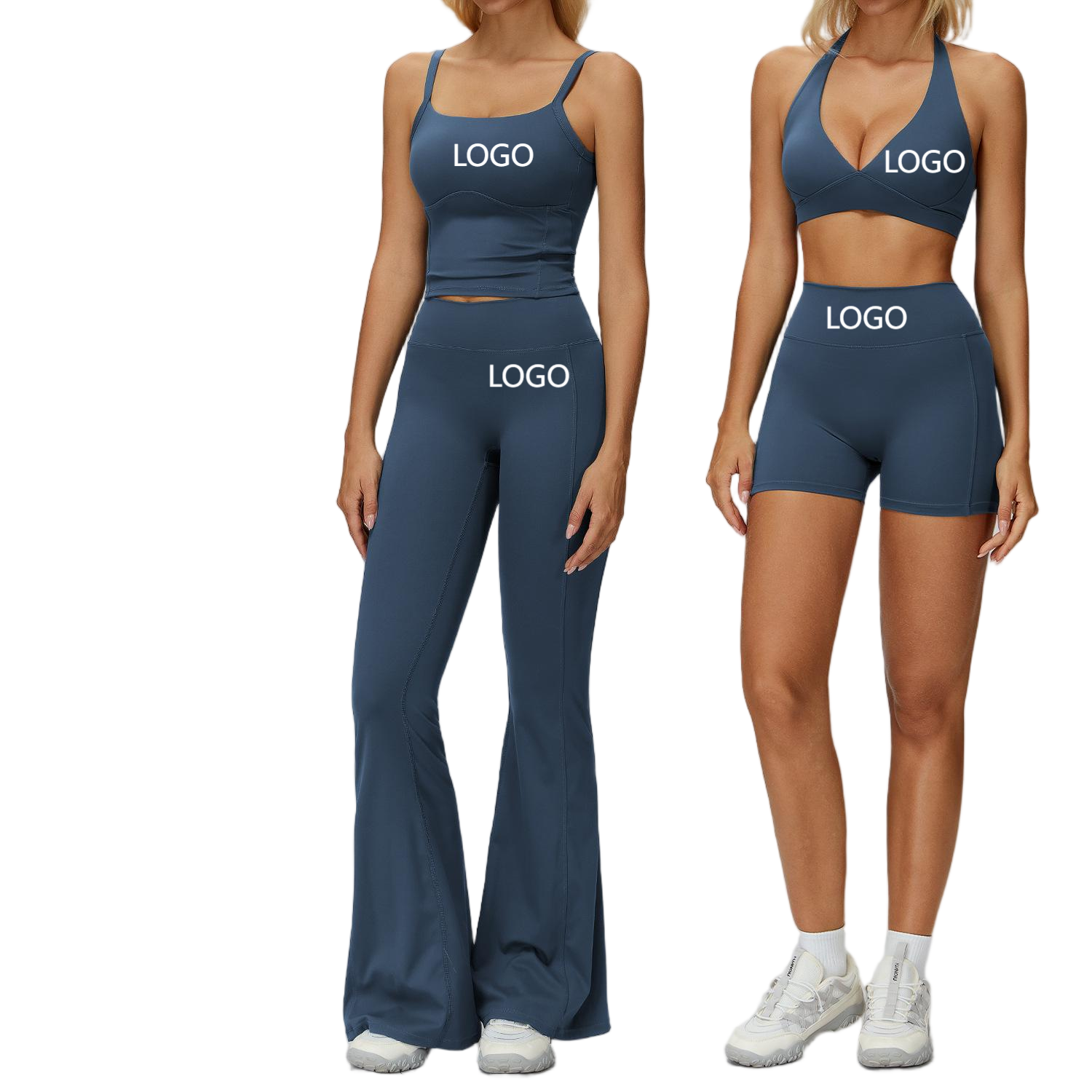 Women's New Style Pilates Yoga Set Tight-Fit Ruched Activewear 5-Piece Set for Outdoor Running Fitness 5 Pieces Gym Sports Sets