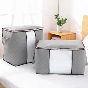 Bolsas de almacenamiento de edredón de tela no tejida, plegables, venta al por mayor, caja de almacenamiento de tela