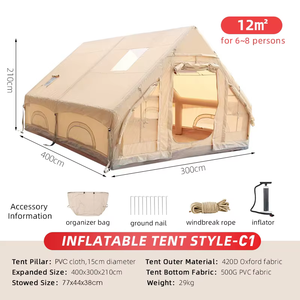 Grande <span class=keywords><strong>tente</strong></span> <span class=keywords><strong>de</strong></span> camping gonflable pour 8 personnes voyage en plein air essentiel, facile à installer des trous étanches toutes saisons à usage général - Product Image 6