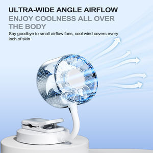 360 °   Ventilador de mano con abrazadera para manguera, 3 niveles de velocidad, mini ventilador portátil para exteriores e interiores, mini ventilador recargable por USB - Product Image 3