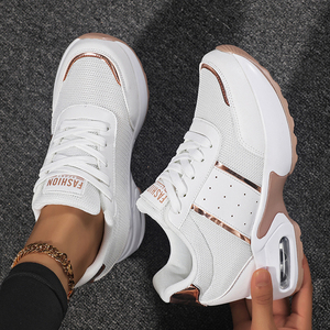 Chaussures décontractées à plateforme pour femmes, baskets compensées à talons hauts, rehaussantes, blanches, pour l'extérieur - Product Image 6