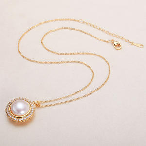 สร้อยคอไข่มุกน้ำจืดทรงกลมสไตล์จีนสำหรับผู้หญิง ประดับเพชรเต็มเส้น ดีไซน์ใหม่ โดดเด่น สง่างาม สไตล์ฝรั่งเศส - Product Image 1