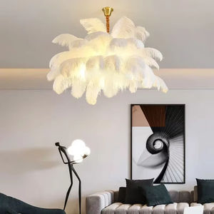 Ragazza nordica di struzzo in piuma di arte salotto <span class=keywords><strong>lampadario</strong></span> camera da letto lampada a sospensione per interni <span class=keywords><strong>lampadario</strong></span> decorazione per la casa lampade a soffitto - Product Image 3