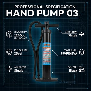Pompe à main haute pression robuste 25 PSI 2200cc à <span class=keywords><strong>action</strong></span> simple pour SUP, kayak et accessoires marins - Product Image 4