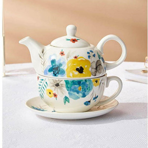 420ml hiện đại màu ngọc lam thiết kế trà một Bộ <span class=keywords><strong>Hand</strong></span> <span class=keywords><strong>Painted</strong></span> Đen sứ Trung Quốc gốm ấm trà Hộp thả lọc cà phê drinkware - Product Image 2