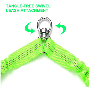 Laisse double d'entraînement à la marche pour chien Confortable Absorbant les chocs Laisse élastique réfléchissante Zero Tangle Two Dogs Leash Black - Product Image 4