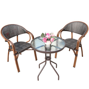 Ensemble de chaise et table en rotin d'extérieur, résistant à l'eau, pour café, restaurant, usage extérieur - Product Image 1