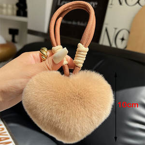 Achat en gros : Pendentif porte-clés de voiture en forme de cœur en fourrure de <span class=keywords><strong>lapin</strong></span> Rex, breloque de sac en peluche mignonne - Product Image 2