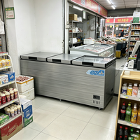 Réfrigérateur horizontal commercial 1280L, congélateur coffre à ouverture par le haut, R290, refroidissement direct, acier inoxydable, pour cuisine d'hôtel