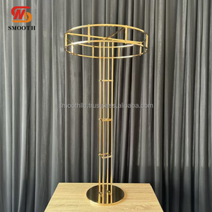 Centro de Mesa Personalizado para Eventos de Boda, Soporte Circular de Metal Dorado para Flores con Cuentas de Cristal - Product Image 4