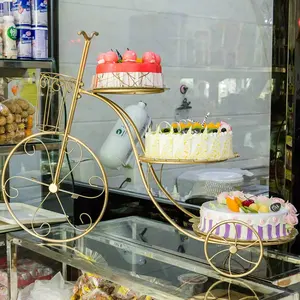 欧式婚礼蛋糕架多层婚礼甜点桌装饰蛋糕架铁自行车三层蛋糕架