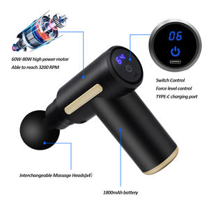 Masajeador de músculos profundos multifunción portátil Pistola de masaje de vibración pequeña con 4 cabezales de masaje - Product Image 2