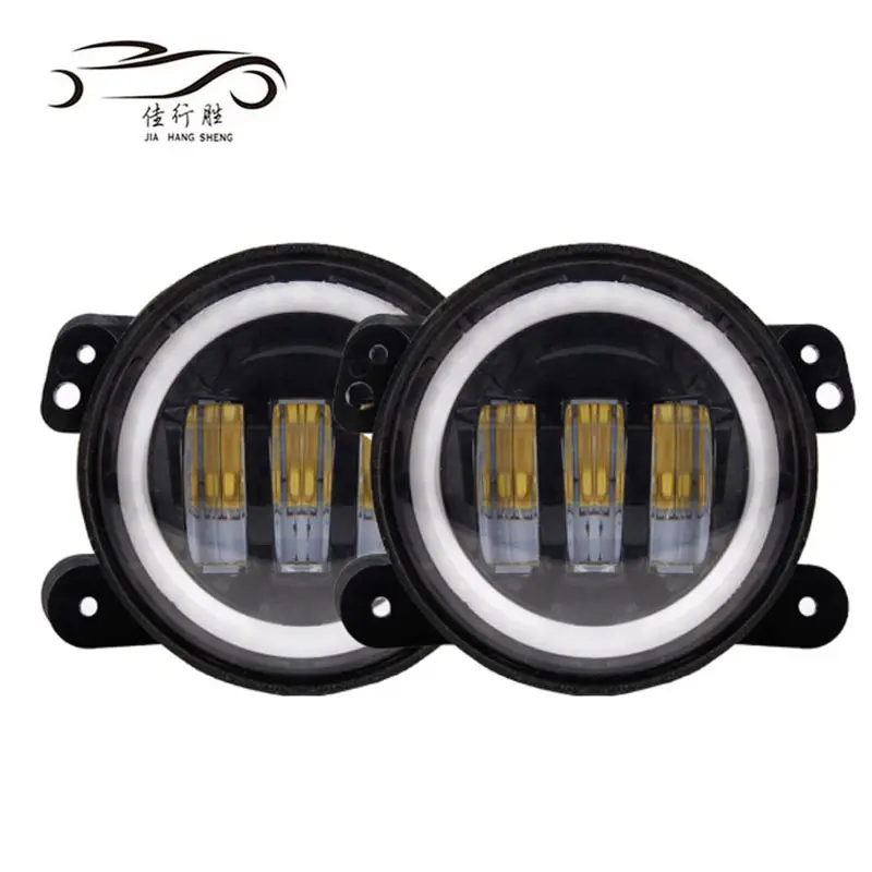 12V 30W 4Inch Fog Light With Angel Eyes White Yellow Red Blue Fog Lamp For Jeeps Offroad SUV