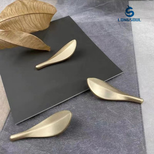 Moderne neue Möbel Schrank tür Schublade schwarz <span class=keywords><strong>Gold</strong></span> heißer Verkauf kleine kreative Möbel Schrank tür Blatt Stil Knöpfe - Product Image 2