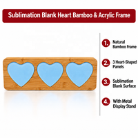 Cadre photo moderne en bambou pour sublimation avec ensemble acrylique pour impression par transfert thermique, cadeau personnalisé, décoration d'intérieur