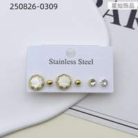Anting-anting Stud Emas & Set Cangkang Hati Warna-warni Perhiasan Mewah Elegan Fashion Grosir