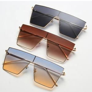 メタルスクエアサングラス女性用ワンピースビッグ2025ラグジュアリーブランド大型フレームサングラス男性用レトログラデーション眼鏡 - Product Image 4