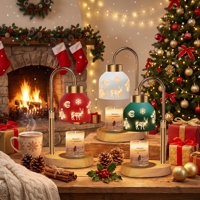 Lampe chauffe-cire en métal à intensité variable, motif Père Noël et flocon de neige ajouré, pour décoration d'intérieur de style ferme hivernale, yoga et sommeil nocturne de Noël