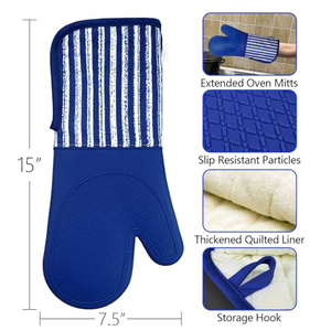 Mitaines de four en silicone résistantes à la chaleur, antidérapantes, lavables au lave-vaisselle, écologiques, ensemble de mitaines de four personnalisées - Product Image 2