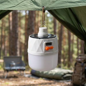 Lámpara LED Solar Integrada Recargable para Camping, DC5V-6V 100W, Carga USB/Solar, Material PP, Batería de 2400mAh, 3 Niveles de Intensidad, con Gancho - Product Image 3