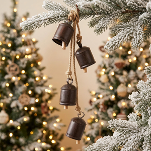 Iron Wind <b>Chime</b> <b>Bells</b> Hanging Rope Decorative Garland Traditional Home Decoration Craft Black Nickel Plated Cross Love Flower - Product Image 2