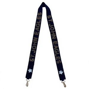 Ascension Catholic Cotton Beaded Embroidered Purse Strap Custom School <b>Spirit</b> Adjustable Handbag Chain Team Colors Cross Charm - Product Image 3