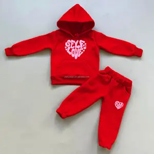 Conjunto de Sudadera con capucha para niños de San Valentín, ropa informal para correr para niños, ropa para niños y niñas