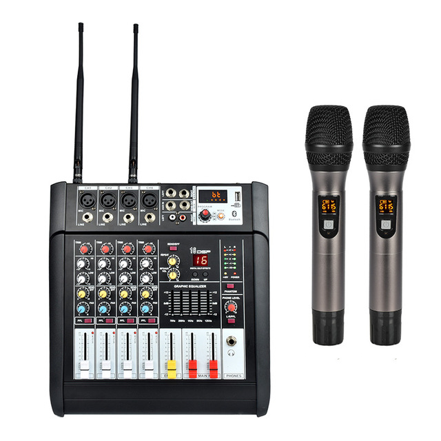 Professional High Power PA Mixer Amplifier for Stage Wedding Live Events with DSP Reverb EQ and Mic Effects