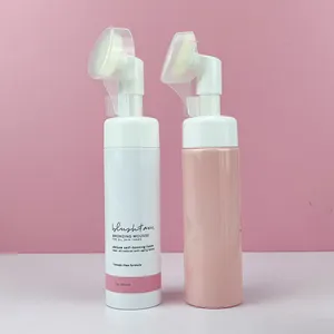 Hot Selling Round 100ml 120ml 150ml 200ml Emulsion Facial Cleanser Foam Mousse Bottle With Facial Wash Silicone Brush