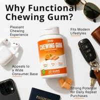 Chewing-gum pour le soutien immunitaire avec vitamine C, zinc et sureau |   Pas besoin d'eau, à mâcher à tout moment |   Chewing-gum sans sucre