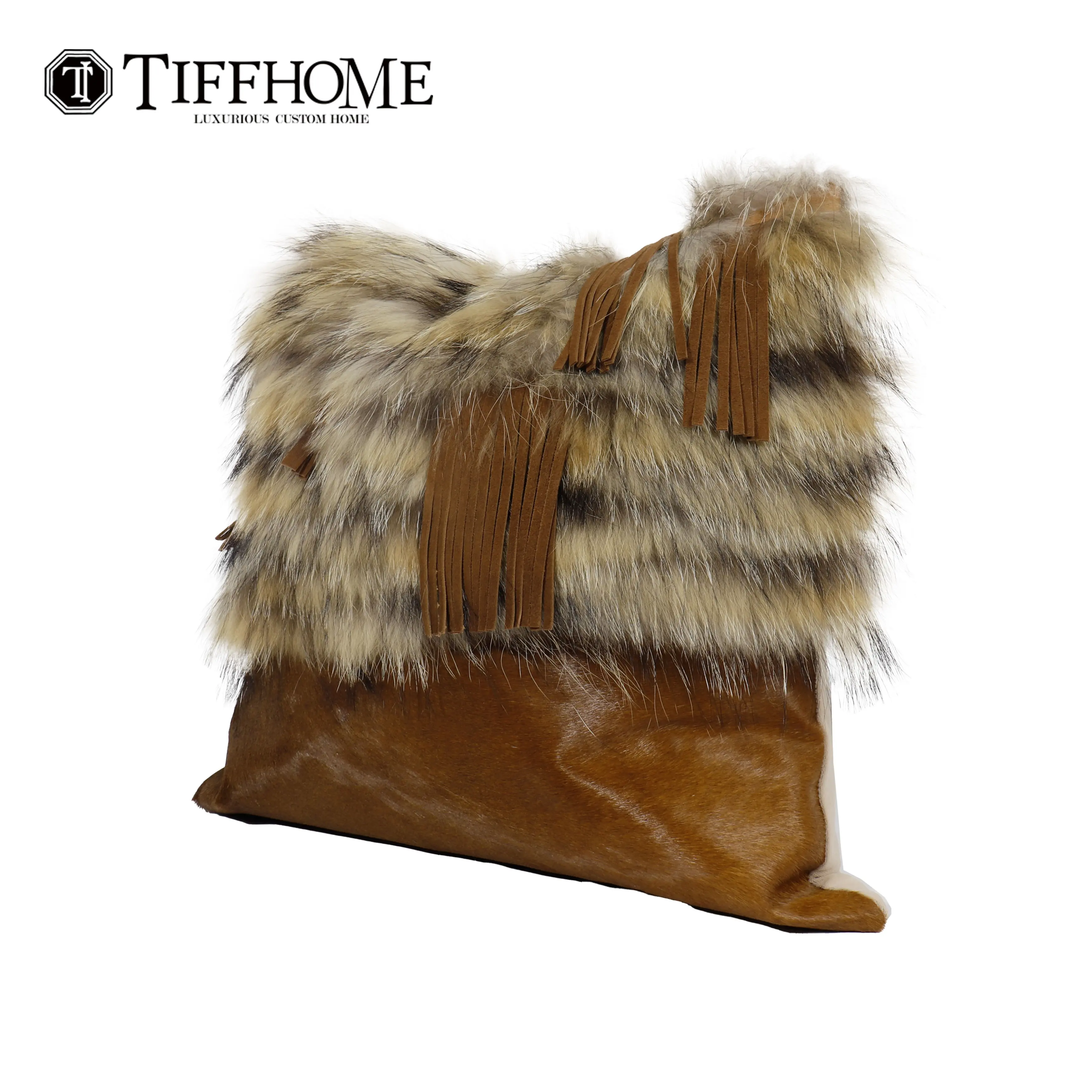 Tiff Home merek sendiri 45*45cm penutup yang dapat dilepas Ritzy disambung rambut kuda dan wol kambing bantal lempar