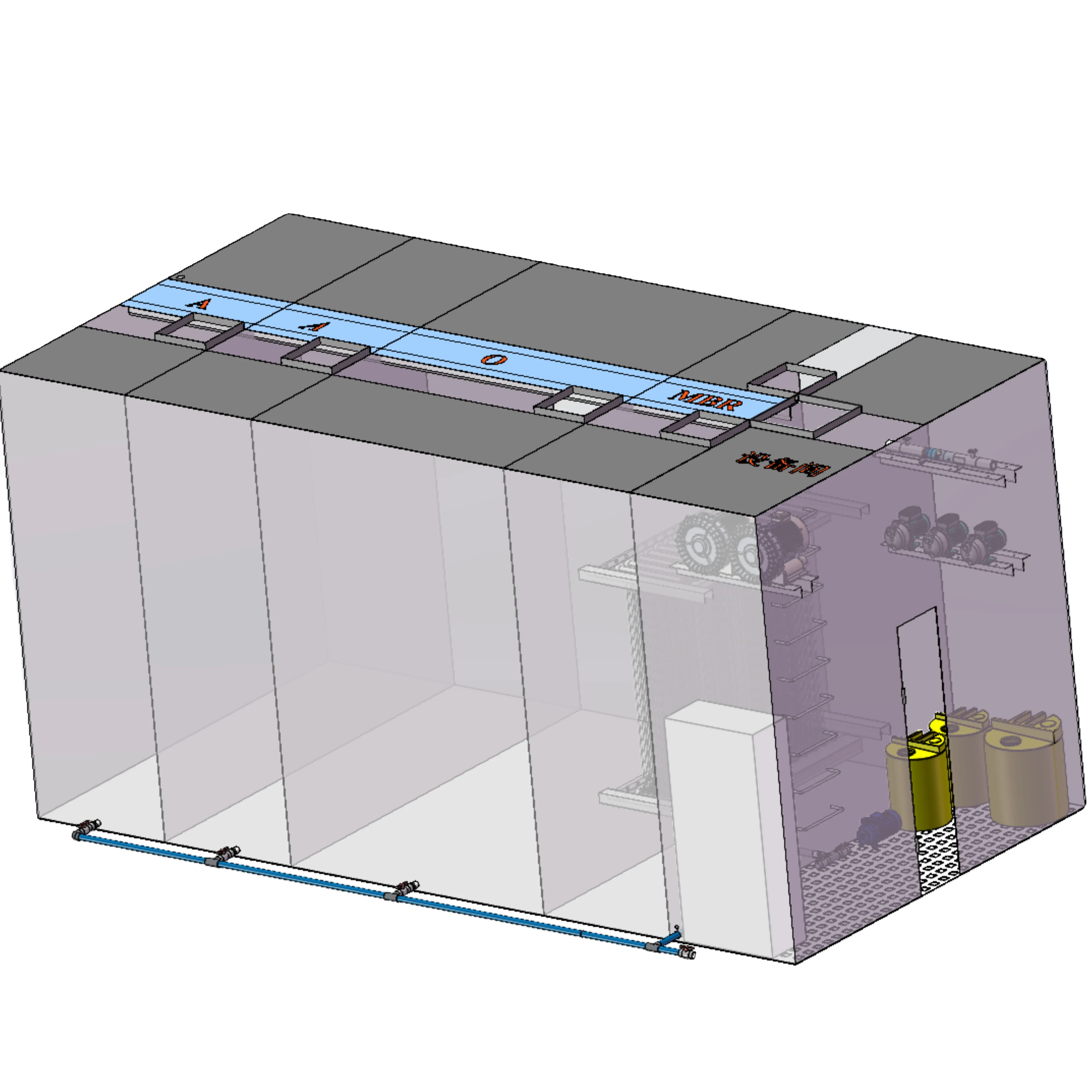 Nhà máy xử lý nước thải container với bể thép tấm Carbon