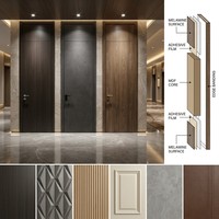 Porte intérieure pliante sans cadre en mélamine, aspect bois, couleurs modernes, pour projets intérieurs (vente en gros)