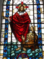 Panel de Vidrio Artístico Laminado Hecho a Mano con Figura Religiosa para Altar, Vidrio Decorativo Personalizado para Iglesia, Hotel, Villa, Salón, Duradero