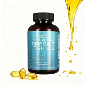 Olio di Pesce <span class=keywords><strong>Omega</strong></span> 3 di Alta Qualità in Capsule Morbide, Tripla Concentrazione EPA DHA, Supporto per Cervello, Cuore e Articolazioni, 180 Capsule <span class=keywords><strong>Omega</strong></span> 3 per Adulti - Product Image 1