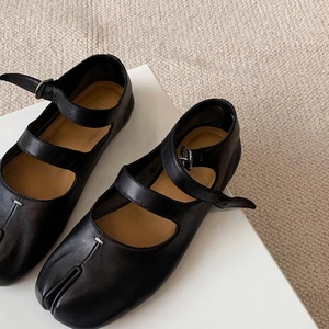 Ballerines Mary Jane pour femmes, bout carré, double bride, en cuir véritable, fermeture à boucle, couleur unie, décontractées, été automne - Product Image 3