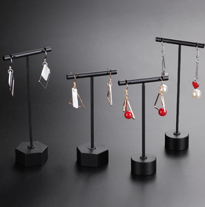 Jinsky or rose noir argent boucle d'oreille présentoir t bar boucle d'oreille au détail présentoir porte-boucles d'oreilles de luxe - Product Image 5