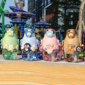 480ML PP Material anticaída y a prueba de fugas portátil Casual niños escuela botella de agua diseño de oso de dibujos animados para niños - Product Image 6