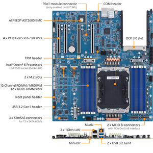 ใหม่ MA34-CP0 E-ATX เมนบอร์ดเซิร์ฟเวอร์ LGA 7529 สำหรับซีออน 6900-ซีรีส์ซีออน 6 โปรเซสเซอร์ DDR5 TDP สูงสุด 500W MBD - Product Image 2
