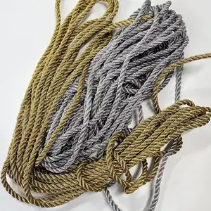 Factory Wholesale 3 Strands Polyester Cotton Braid Cord Rope Gold And Silver Metallic Cord Lurex Rope