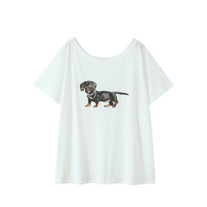 Camiseta Holgada con Hombros Descubiertos y Estampado Animal para Mujer, Modelo N9176, Transpirable, Informal, de Manga Corta - Product Image 2