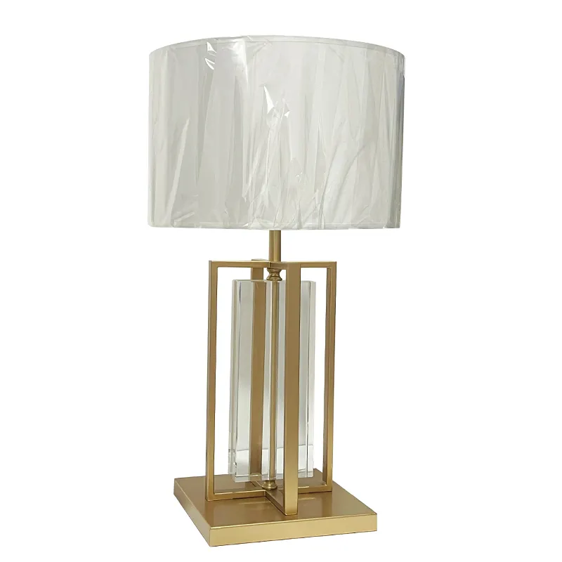 Listados UL Cabeceira Sala Quarto Cristal Table Lamp Ouro Com Sombra