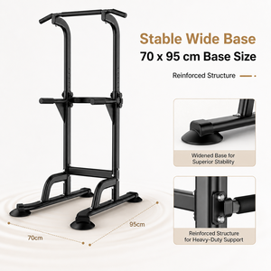 Torre de Ejercicios Ajustable de Acero Resistente FLOWA con 6 Niveles de Altura, Estación de Dominadas y Flexiones para Entrenamiento de Fuerza en Casa - Product Image 4