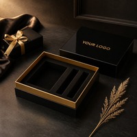 Boîte cadeau rigide et robuste avec couvercle noir brillant et manchon doré, impression personnalisée, recyclable, qualité supérieure, vente en gros, directement de l'usine