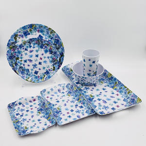 Plateau de service <span class=keywords><strong>pas</strong></span> <span class=keywords><strong>cher</strong></span> pour desserts, collations et boissons, 8,25 pouces x 5,7 pouces, imprimé hortensia, petits plateaux en mélamine pour manger - Product Image 6