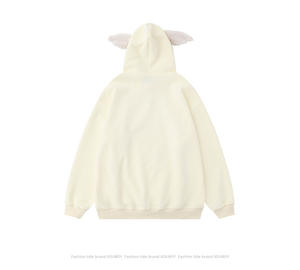 Women's Sweet Small Wings Ears <b>Lined</b> Spandex/Cotton <b>Fleece</b> Pullover <b>Hoodie</b> Embroidered Detail Eco-Friendly Breathable Autumn - Product Image 4