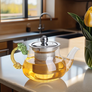 600毫升咖啡玻璃茶壶，带不锈钢滤网定制耐热茶水瓶装水，适用于家庭厨房酒吧 - Product Image 3